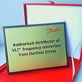 Сертификат авторизованного дистрибьютора Danfoss Drives Authorized distributor of VLT® frequency converters from Danfoss Drives